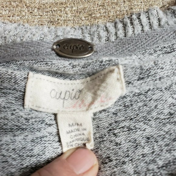 Cupio Women Gray Pullover Sweater M light Weight Ruffle - Picture 6 of 9